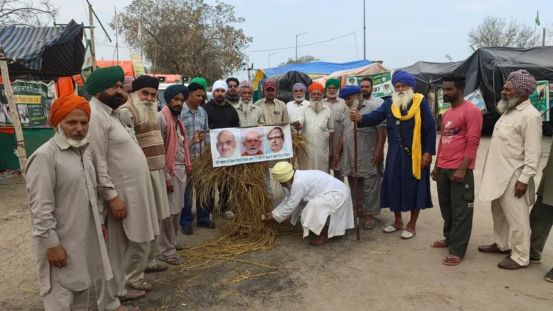 ਕਿਸਾਨਾਂ ਨੇ ਮੋਦੀ, ਸ਼ਾਹ ਅਤੇ ਚੌਹਾਨ ਦਾ ਫੂਕਿਆ ਪੁਤਲਾ