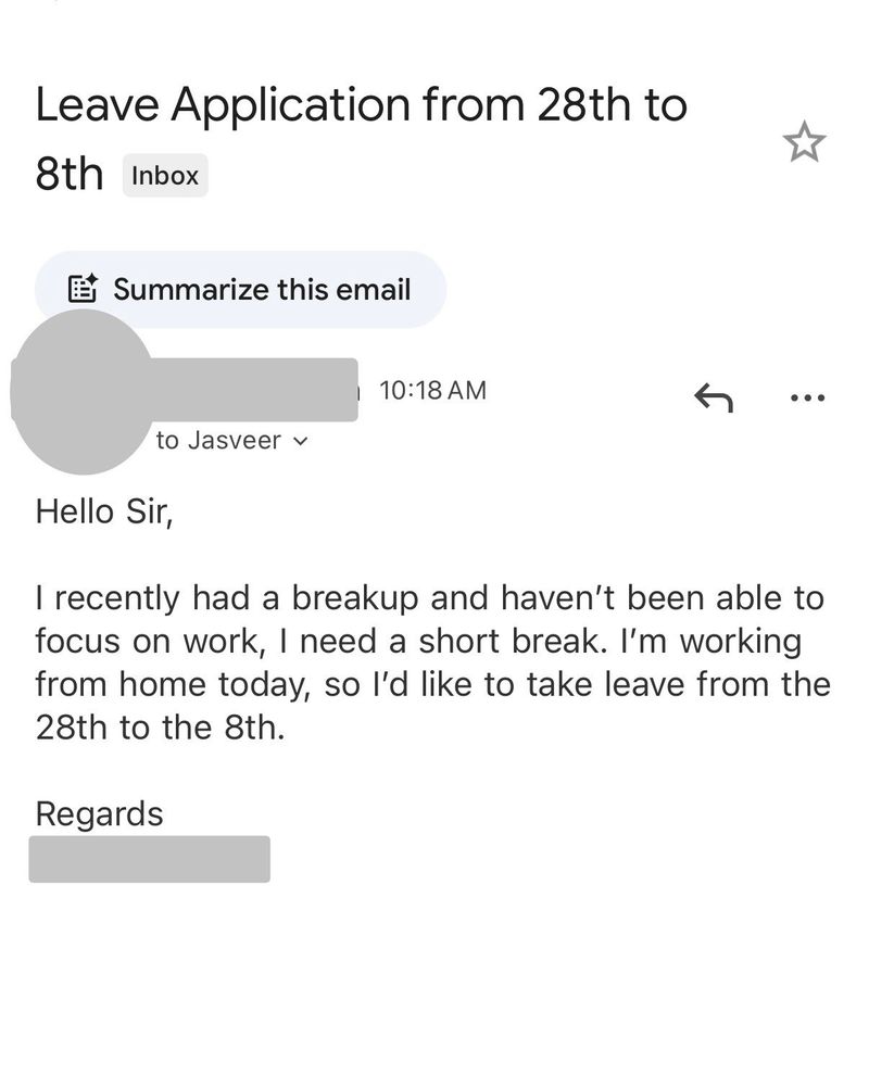 Gen Z ਨੇ ਬ੍ਰੇਕਅਪ ਤੋਂ ਉੱਭਰਨ ਲਈ ਮੰਗੀ ਛੂੱਟੀ; ਸੀਈਓ ਨੇ ਕਿਹਾ ‘ਇਮਾਨਦਾਰੀ ਵਾਲੀ ਬੇਨਤੀ’ ਮਨਜ਼ੂਰ